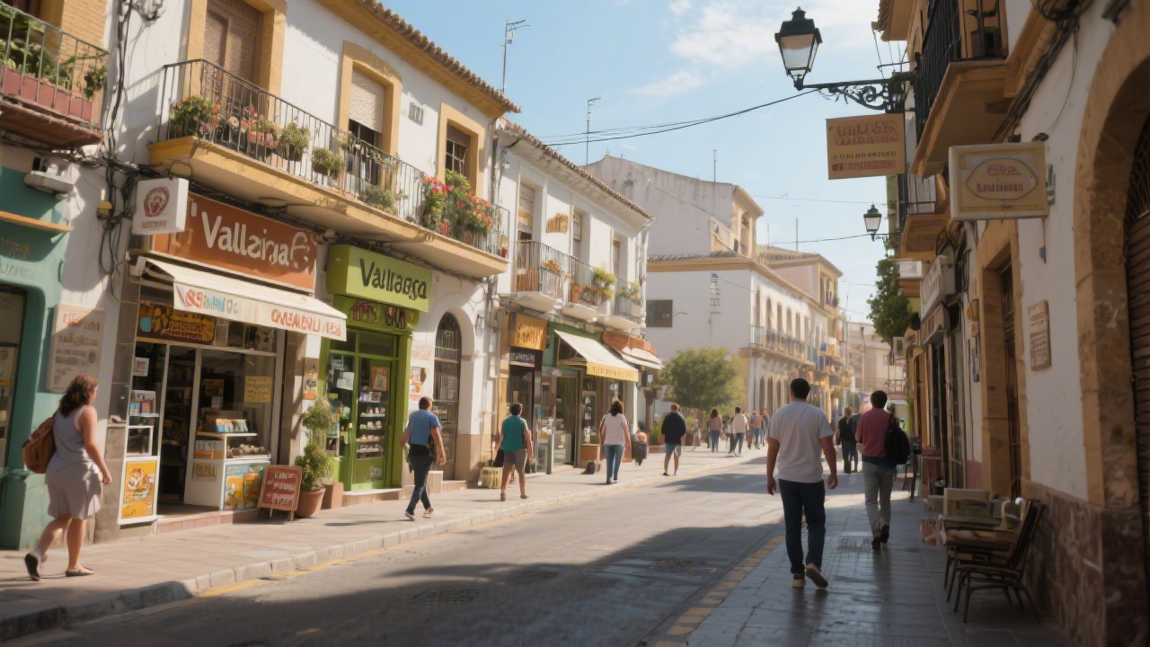 Urban street in Valladolid with local shops, pedestrians and visible storefronts, showing a realistic neighborhood scene connected to small business activity.