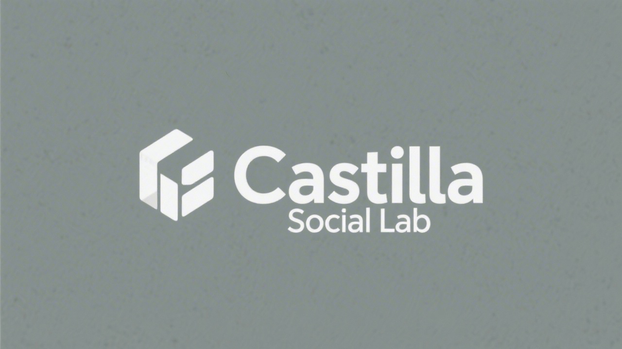 Minimalistic logo for Castilla Social Lab, a simple geometric mark with clean lines and the name in a balanced sans serif type, easy to reproduce.